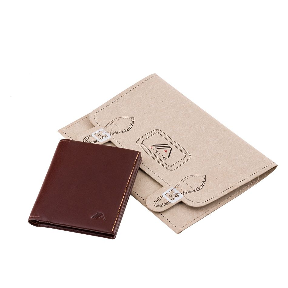 A-SLIM Leather Wallet Origami - Brown